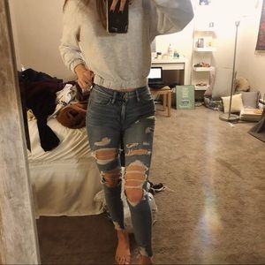 aeo ripped high waist jeans